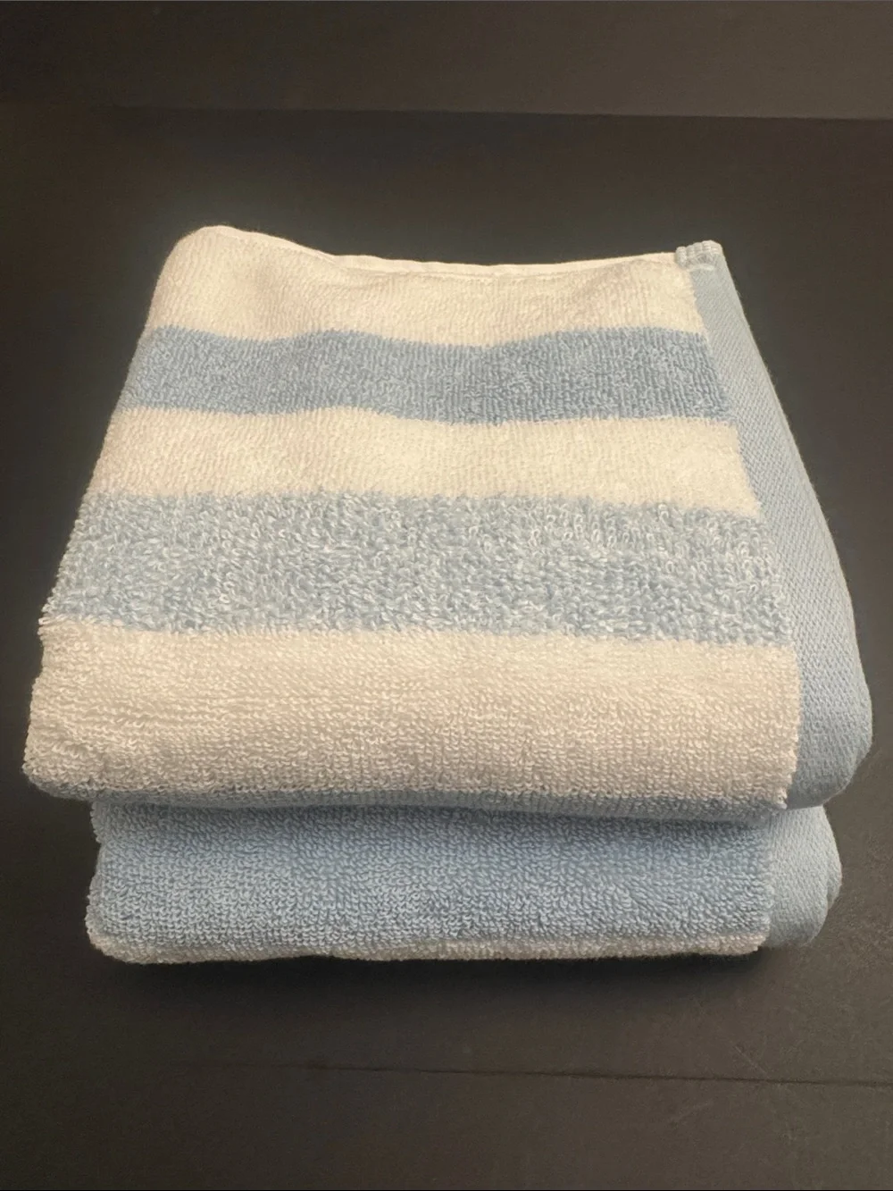 8pc BROOKS BROTHERS Cotton Oversized Light Blue & White Stripe Bath Towel Set
